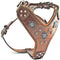 "Aztec Big Dog Leather Harness. 2 Tone Rivet Decorations. Zipper Decoration. Foam and Leather Padding Handmade in Europe.