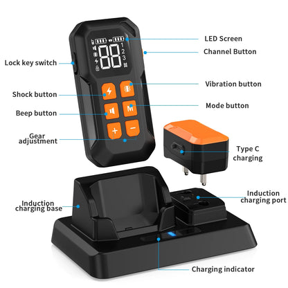 2-In-1 Wireless Electric Dog Fence 2 Dogs System & Dog Training Collar with Remote, Wireless Containment System Adjustable for All Dogs with Charging Station