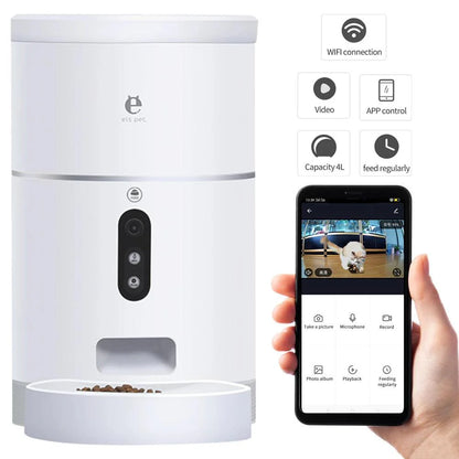 Smartpet Food Dispenser with Camera: App-Controlled Automatic Feeder for Dogs and Cats