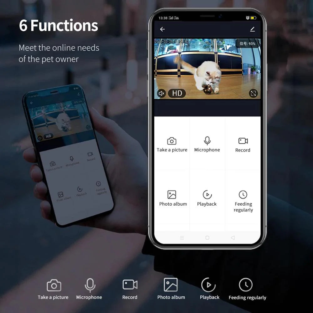 Smartpet Food Dispenser with Camera: App-Controlled Automatic Feeder for Dogs and Cats